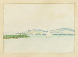 Ember János ( - ): Balaton. Akvarell, papír. Jelzett. Üvegezett keretben. 16X24cm