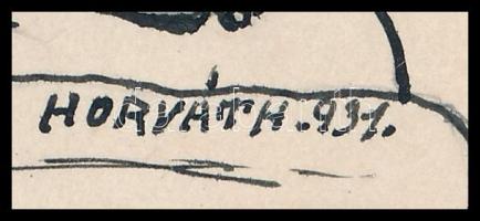 Horváth 931 jelzéssel: ,,Endymion" Tus, papír. Keret nélkül. 24X15cm