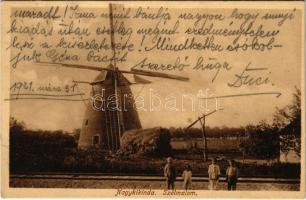 1921 Nagykikinda, Kikinda; Szélmalom. Pannonia könyvnyomda kiadása / windmill (Rb)