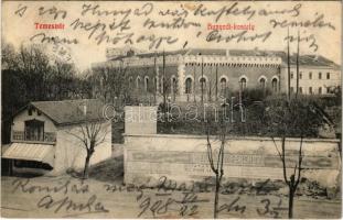 1908 Temesvár, Timisoara; Hunyadi kastély, Hess és Társa üzlete, Weismayr Ferenc, Gonda, Parisi Nagy áruház és fürdő reklámja a falon / castle, shops, advertisements on the wall (ázott sarkak / wet corners)