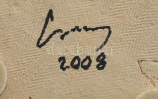 Csernus László ( - 2012): Díszvázapár, Samottos kerámia, jelzett, kopott, m: 27 és 29 cm