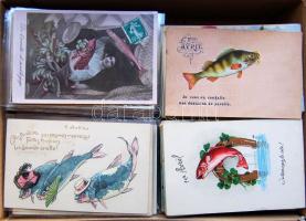 ÁPRILIS 1, HALAK 500 db régi francia motívumlap / 500 old French thematic cards: 1st of April, fish