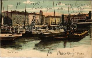 1906 Fiume, Rijeka; Riva di Irido / kikötő, gőzhajók. Divald Károly 545. sz. / port, steamships (EK)
