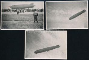 cca 1930 3 db Zeppelin léghajó fotó 6x9 cm