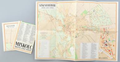 cca 1955 3 db térkép: Székesfehérvár, Miskolc, Szolnok. kb 24x37 cm