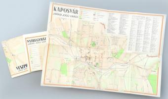 1958 3 db város térkép: Nyíregyháza, Veszprém, Kaposvár 24x37 cm
