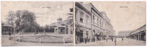 Békéscsaba, MÁV pályaudvar, vasútállomás, Rudolf gimnázium és templom, gyalogsági laktanya, park, Va...