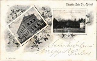 1899 (Vorläufer) Zalaszentgrót, Állami elemi iskola, Báró Harkányi Károly kastélya. Art Nouveau, floral