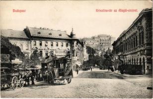 Budapest I. Krisztina tér, Alagút utca, omnibusz Kalodont reklámmal, vár a háttérben