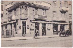 1913 Budapest XIV. Jakobovics és fia Gradó kávéháza, fagylalt, hideg büffet, Strausz Adolf ingatlan, forgalmi és jelzálog kölcsön intézete, zeneintézet. Aréna út 17. (Dózsa György út) (EK)