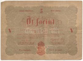 1848. 5Ft Kossuth bankó vörösesbarna 637135 T:III,III- Adamo G109
