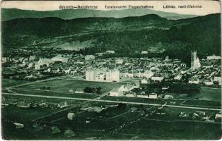 1920 Beszterce, Bistritz, Bistrita; Totalansicht, Flugaufnahme / látkép zsinagógával, légi felvétel. F. Stolzenberg kiadása / aerial view with synagogue (szakadás / tear)