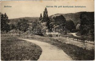 Bethlen, Beclean; Gróf Bethlen Pál kastélyának park részlete. Kajári István kiadása / castle park (EK)