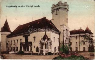 1915 Nagykároly, Carei; Gróf Károlyi kastély. Vasúti levelezőlapárusítás 1166. / castle (EB)