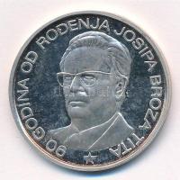 Jugoszlávia 1992. 90 éve született Josip Broz Tito jelzett Ag emlékérem (15g/0.925/34mm) T:1- (PP) Yugoslavia 1992. 90th Anniversary of the Birth of Josip Broz Tito hallmarked Ag commemorative medallion (15g/0.925/34mm) C:AU (PP)