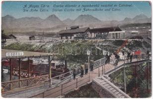 Tátra, Magas-Tátra, Vysoké Tatry; Csorba fogaskerekű vasútállomás, gőzmozdony / Zahnradbahn / cog-wheel railway station, train, locomotive (EK)