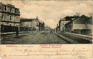 1900 Temesvár, Timisoara; Józsefváros, Hunyadi út / Iosefin, street (kis szakadás / small tear)