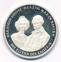 Ausztria DN Lujza hercegné és Max bajor herceg, a császárné szülei jelzett Ag emlékérem (8,67g/0.999/30mm) T:1- (PP) ujjlenyomatos Austria ND Princess Louise and Prince Max of Bavaria, the parents of the Empress hallmarked Ag commemorative medallion (8,67g/0.999/30mm) C:AU (PP) fingerprint