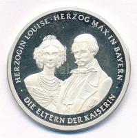 Ausztria DN "Lujza hercegné és Max bajor herceg, a császárné szülei" jelzett Ag emlékérem (8,67g/0.999/30mm) T:1- (PP) ujjlenyomatos Austria ND "Princess Louise and Prince Max of Bavaria, the parents of the Empress" hallmarked Ag commemorative medallion (8,67g/0.999/30mm) C:AU (PP) fingerprint