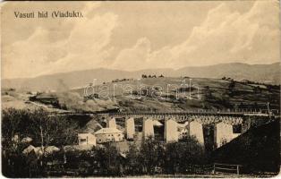 1916 Nyitrabánya, Krickerhau, Handlová; vasúti híd, viadukt, gőzmozdony / railway bridge, viaduct, locomotive (EK)