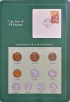 1983-1984. 2f-20Ft (10xklf) Coin Sets of All Nations forgalmi szett felbélyegzett kartonlapon, 2Ft-os 200 éves Budapesti Műszaki Egyetem bélyeggel T:1,1-
