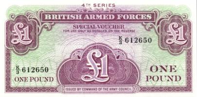 Nagy-Britannia 1950-es, 60-as, 70-es évek katonai bankjegyek 6 klf T:I