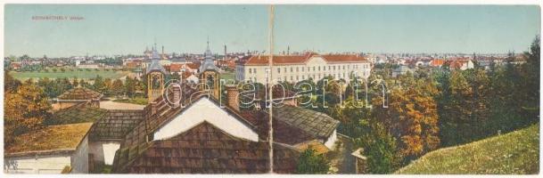 1919 Szombathely, látkép. Dukesz Jenő kiadása. kihajtható panorámalap / folding panoramacard (hajtásnál kopott / worn at fold)