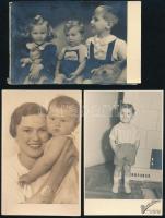 cca 1940 Gyerekfotók, 3 db fotólap, 8,5×13,5 cm