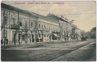 1912 Temesvár, Timisoara; Józsefváros, Küttel tér, üzletek. Gerő Manó kiadása (W.L. ?) / Iosefin, square, shops (EB)