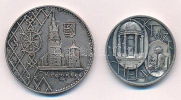 DN Keszthely ezüstpatinázott fém (32mm) + Körmöcbánya ezüstözött fém emlékérem (40mm) T:2