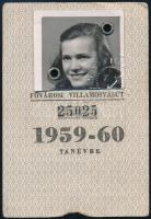 1959/1960 Fővárosi Villamosvasút fényképes igazolvány