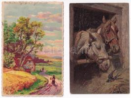 20 db RÉGI motívum képeslap: művész, festmények / 20 pre-1945 motive postcards: paintings, art
