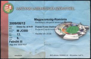2009 Magyar-román válogatott labdarúgó mérkőzés belépőjegye (hajtott, foltos)