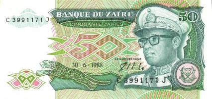 Kongó-Zaire 1985-1995. 10 klf bankjegy T:I