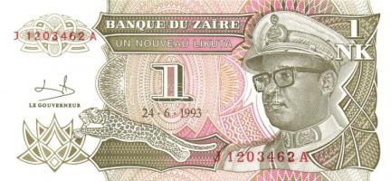 Kongó-Zaire 1985-1995. 10 klf bankjegy T:I