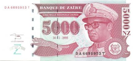 Kongó-Zaire 1985-1995. 10 klf bankjegy T:I