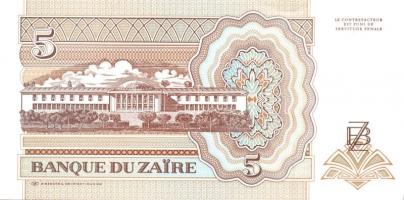 Kongó-Zaire 1985-1995. 10 klf bankjegy T:I