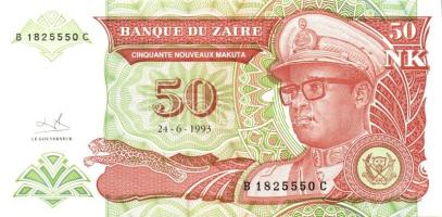 Kongó-Zaire 1985-1995. 10 klf bankjegy T:I