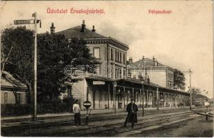 1908 Érsekújvár, Nové Zámky; Pályaudvar, vasútállomás. Adler József / railway station (EK)