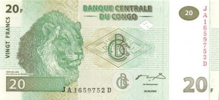 Kongó 1997-2003. 7 klf bankjegy T:I