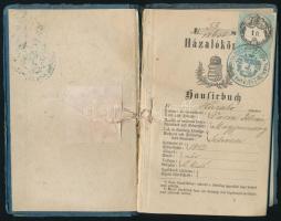 1876 Nyitra, házalókönyv rőfös kelmékkel való kereskedésre, belseje elvált, tucatnyi bejegyzéssel