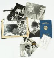 cca 1960-1980 Czeglédi Edit rádióbemondó igazolványai (útlevél, kiváló dolgozó, stb.) és fényképei