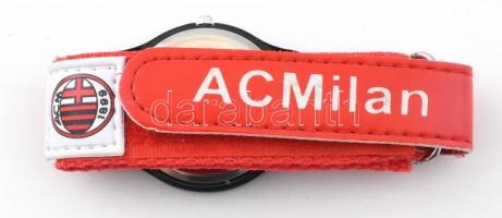 Associazione Calcio Milan sport karóra, vászon szíjjal, elemcserére szorul, kopásnyomokkal, d: 36 mm