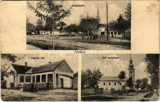 1927 Ártánd, utcakép, Református templom, Jegyzői lak. Hangya szövetkezet kiadása (Rb)