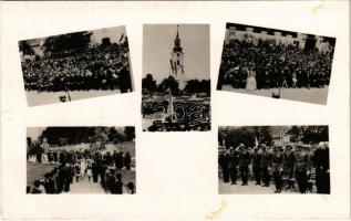 1940 Margitta, Marghita; országzászló avatási ünnepség a bevonuláskor. Hangya Szövetkezet kiadása. Sass Béla felvétele / Hungarian flag inauguration at the entry of the Hungarian troops