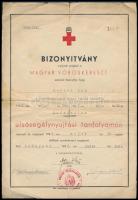 1942 Bp., Vöröskeresztes elsősegély-tanfolyam bizonyítványa