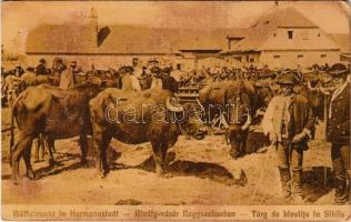 Nagyszeben, Hermannstadt, Sibiu; Bivaly-vásár. Jos. Drotleff Nr. 419. / Büffelmarkt / Targ de bivolite / buffalo fair (felszíni sérülés / surface damage)