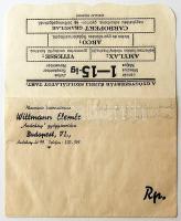 cca 1910 Bp. Wittman patika recept-boriték / Prescription-envelope