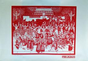 1960-1970-es évekből 2 db plakát (58,5 x 88cm) a kommunista kínai forradalom kitöréséről / 2 Chinese propaganda posters from the 70`s