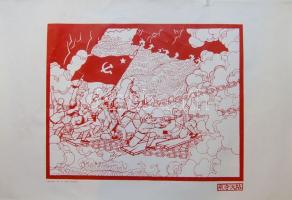 1960-1970-es évekből 2 db plakát (58,5 x 88cm) a kommunista kínai forradalom kitöréséről / 2 Chinese...